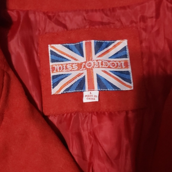 Womens Large red wool military Jacket coat NWOT - Picture 6 of 8